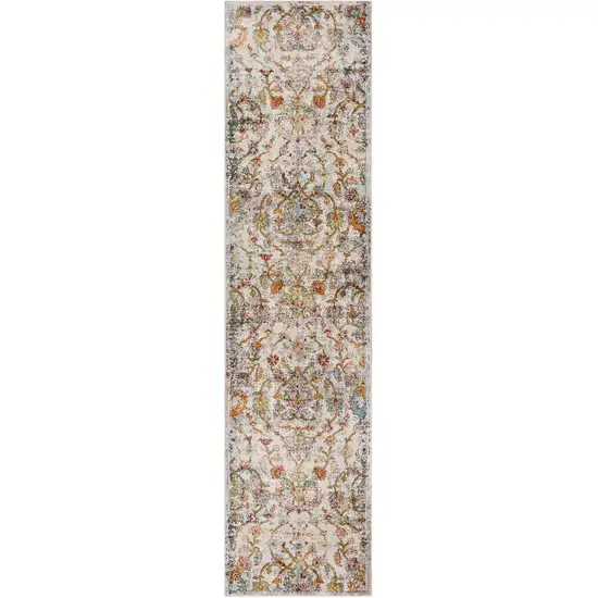 Beige Abstract Garden Runner Rug Photo 1