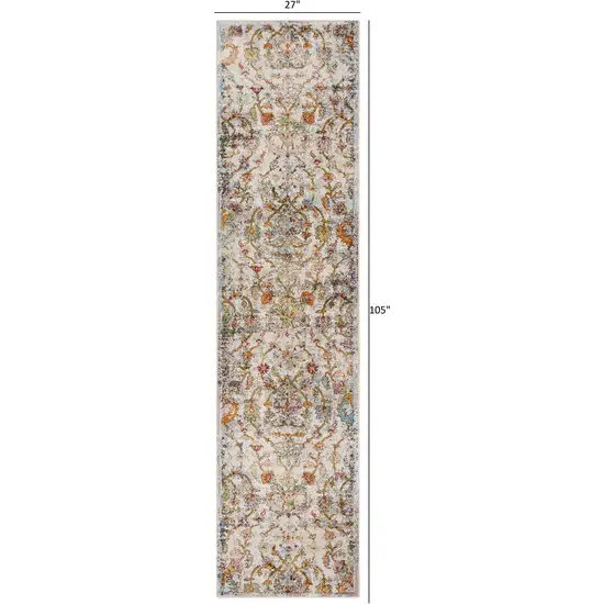 Beige Abstract Garden Runner Rug Photo 4