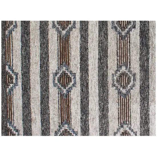 Beige Abstract Geometric Hand Tufted Non Skid Area Rug Photo 4