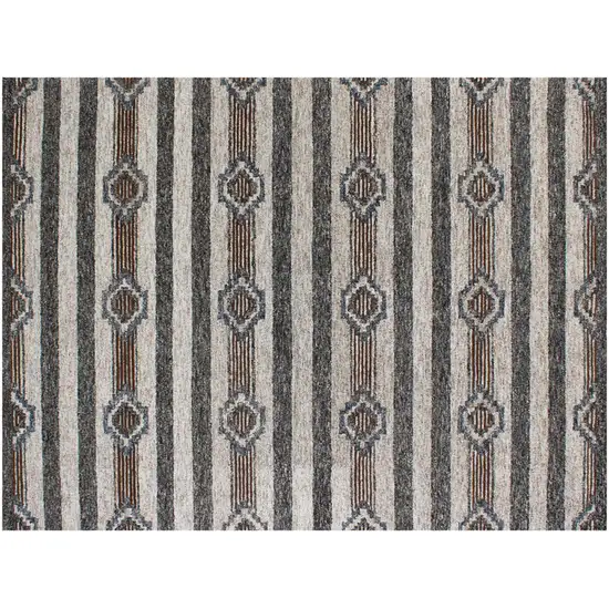 Beige Abstract Geometric Hand Tufted Non Skid Area Rug Photo 5