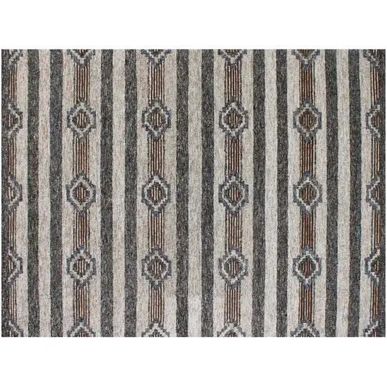 Beige Abstract Geometric Hand Tufted Non Skid Area Rug Photo 4