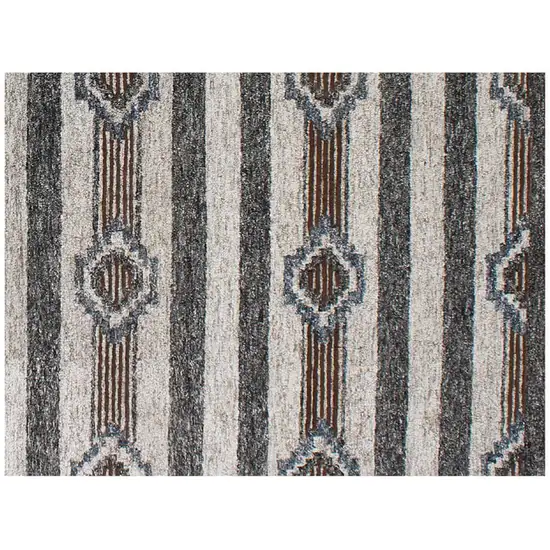 Beige Abstract Geometric Hand Tufted Non Skid Area Rug Photo 2