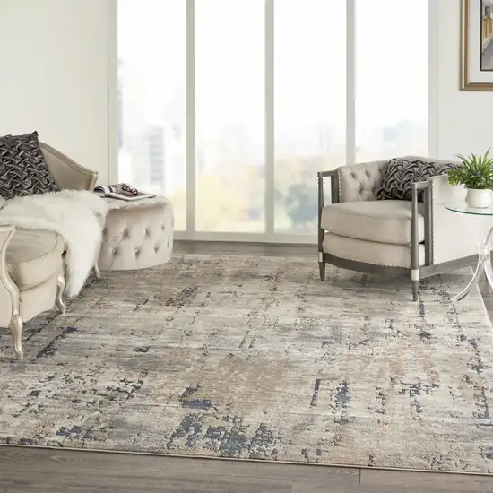 Beige Abstract Power Loom Area Rug Photo 6