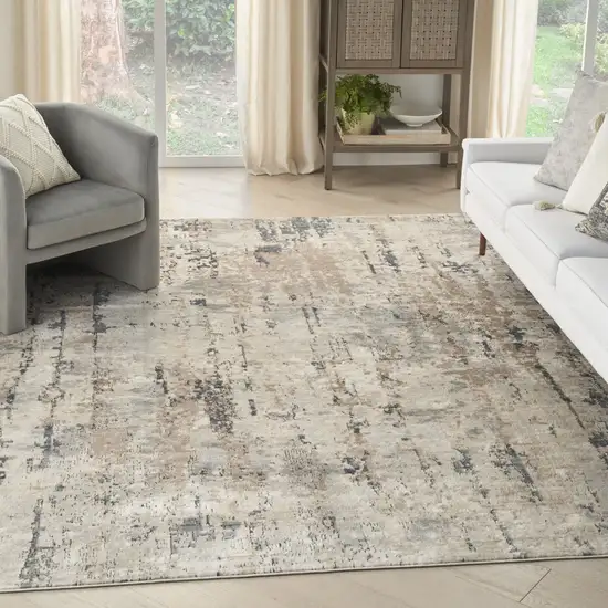 Beige Abstract Power Loom Area Rug Photo 5