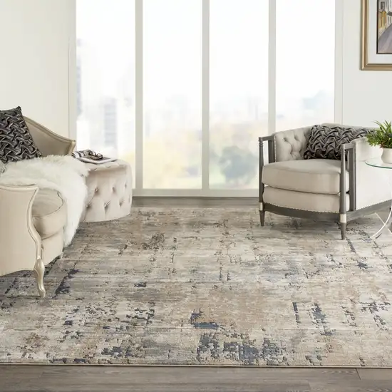 Beige Abstract Power Loom Area Rug Photo 5