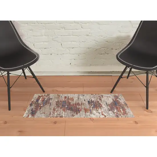 Beige Abstract Power Loom Area Rug Photo 2