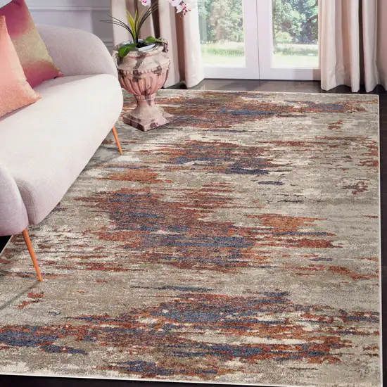 Beige Abstract Power Loom Area Rug Photo 5