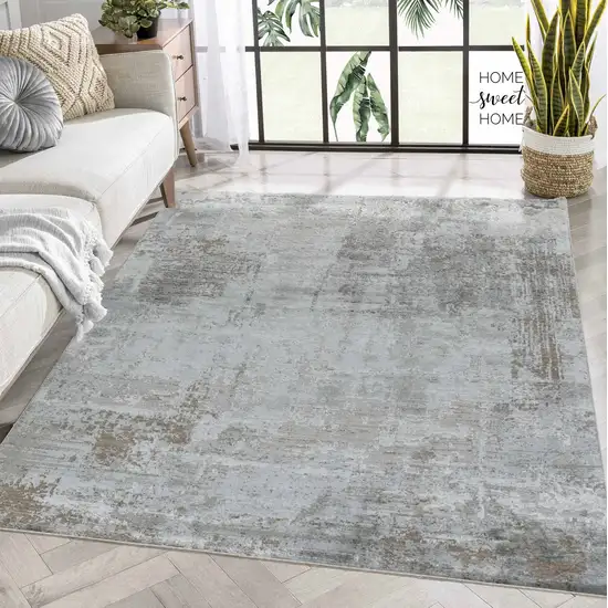 Beige Abstract Power Loom Stain Resistant Area Rug Photo 4