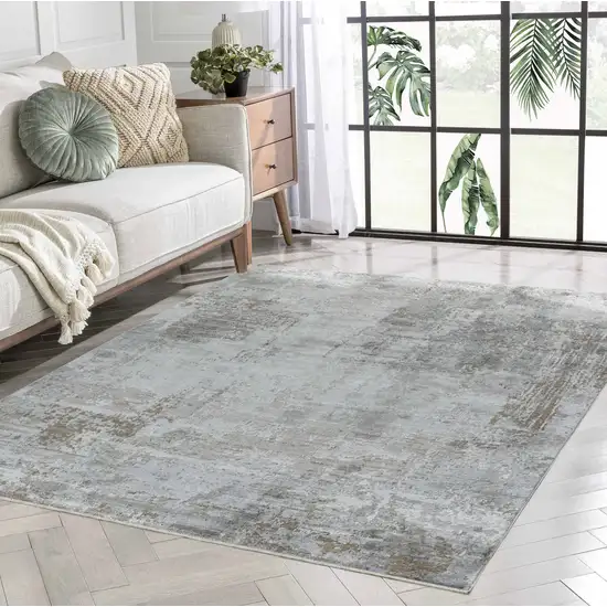 Beige Abstract Power Loom Stain Resistant Area Rug Photo 5