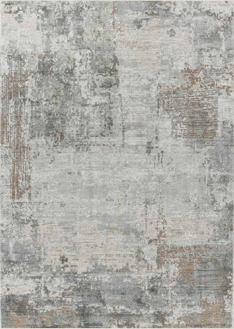 Beige Abstract Power Loom Stain Resistant Area Rug Photo 2