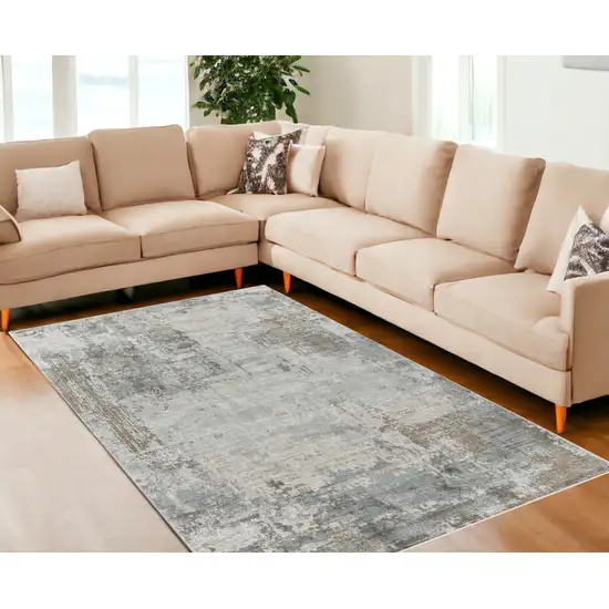 Beige Abstract Power Loom Stain Resistant Area Rug Photo 2