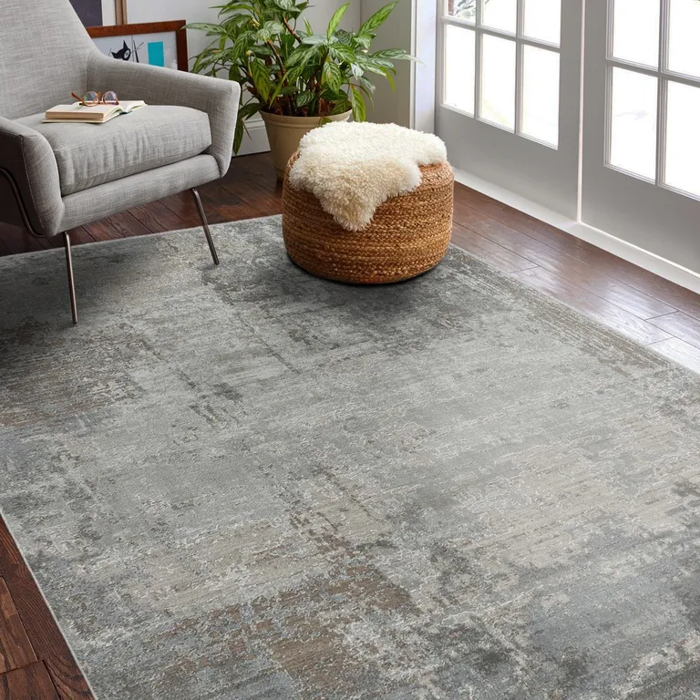 Beige Abstract Power Loom Stain Resistant Area Rug Photo 1