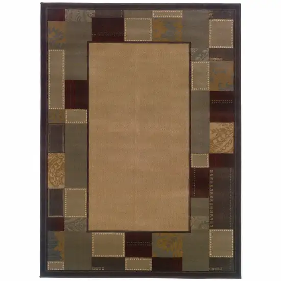 Beige Abstract Power Loom Stain Resistant Area Rug Photo 1