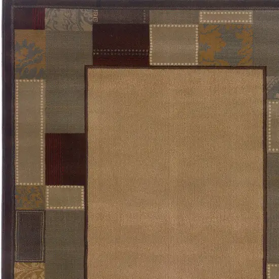 Beige Abstract Power Loom Stain Resistant Area Rug Photo 3