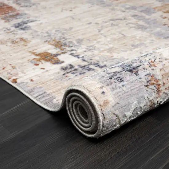 Beige Abstract Runner Rug Photo 5