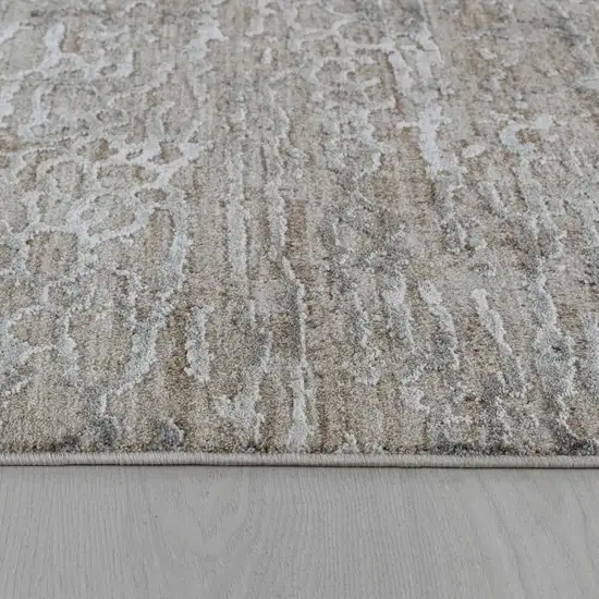 Beige Abstract Stain Resistant Area Rug Photo 9