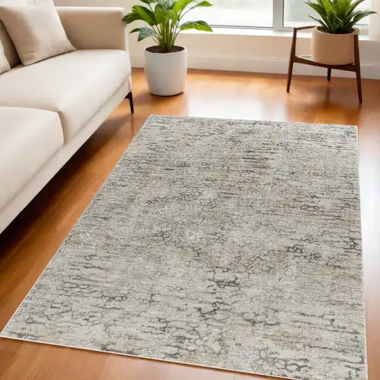 Beige Abstract Stain Resistant Area Rug Photo 1