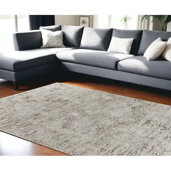 Beige Abstract Stain Resistant Area Rug Photo 1