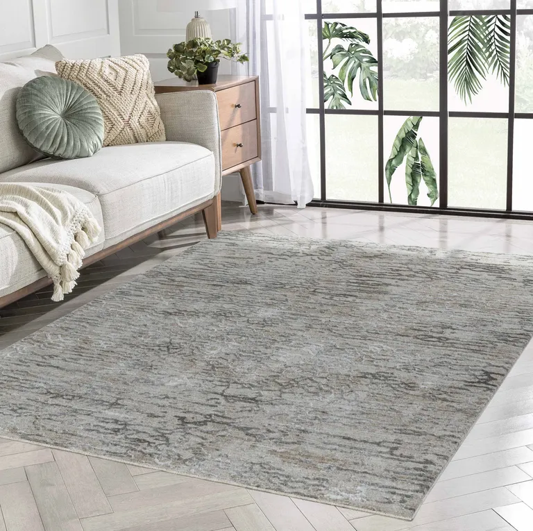 Beige Abstract Stain Resistant Area Rug Photo 3