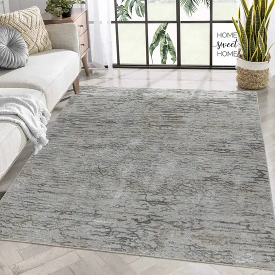 Beige Abstract Stain Resistant Area Rug Photo 8