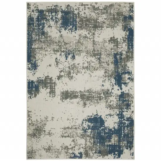 Beige Abstract Stain Resistant Indoor Outdoor Area Rug Photo 1