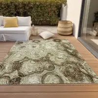 Photo of Beige Abstract Washable Indoor Outdoor Area Rug