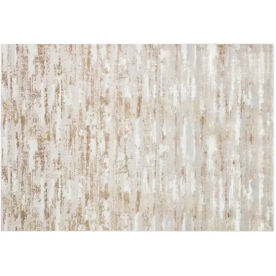 Beige Abstract Washable Non Skid Area Rug With Fringe Photo 2