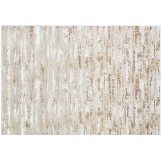 Beige Abstract Washable Non Skid Area Rug With Fringe Photo 6