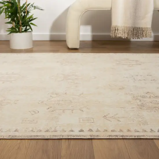 Beige Abstract Washable Non Skid Area Rug Photo 7