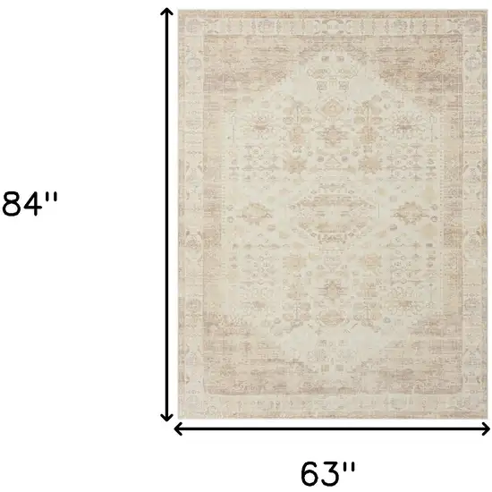 Beige Abstract Washable Non Skid Area Rug Photo 9