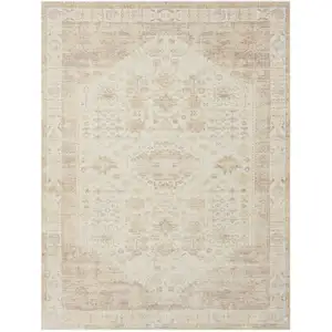 Photo of Beige Abstract Washable Non Skid Area Rug