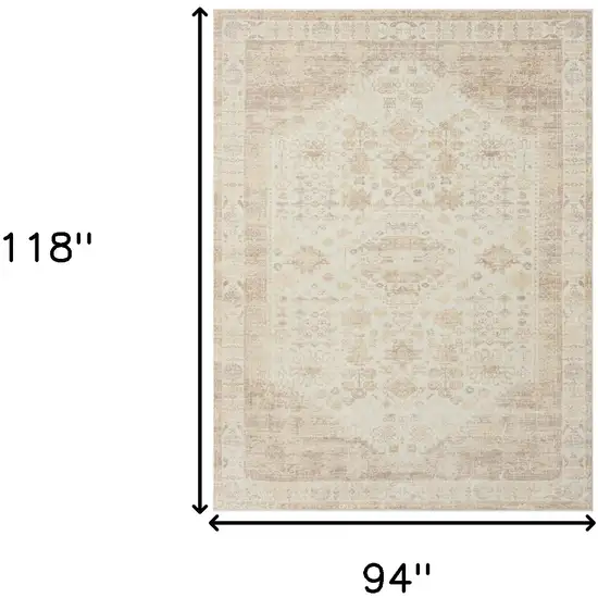 Beige Abstract Washable Non Skid Area Rug Photo 9