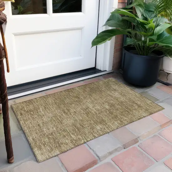 Beige Abstract Washable Non Skid Indoor Outdoor Area Rug Photo 9