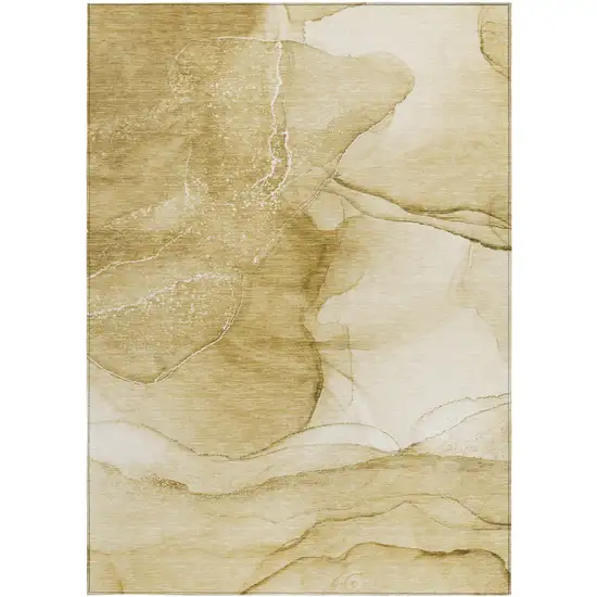 Beige Abstract Washable Non Skid Indoor Outdoor Area Rug Photo 6