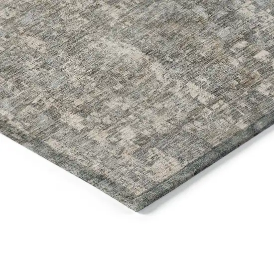 Beige Abstract Washable Non Skid Indoor Outdoor Area Rug Photo 5