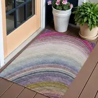 Photo of Beige Abstract Washable Non Skid Indoor Outdoor Area Rug