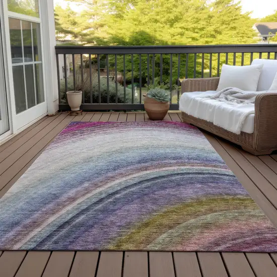 Beige Abstract Washable Non Skid Indoor Outdoor Area Rug Photo 9