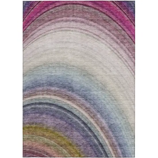 Beige Purple And Ivory Abstract Washable Indoor Outdoor Area Rug Photo 5