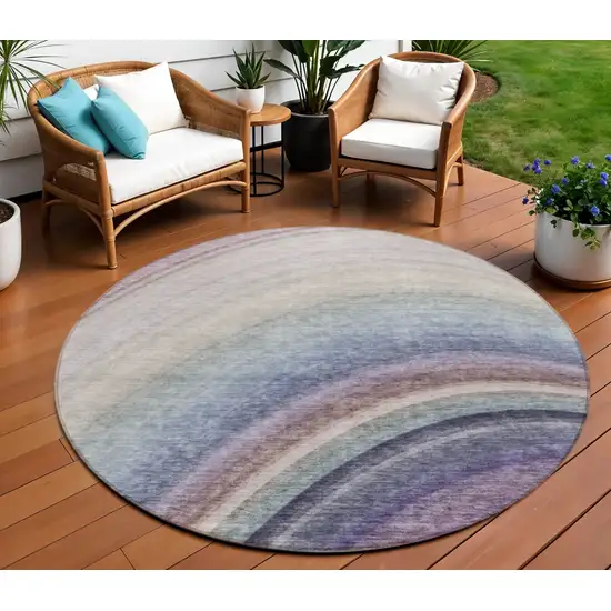 Beige Abstract Washable Non Skid Indoor Outdoor Area Rug Photo 1