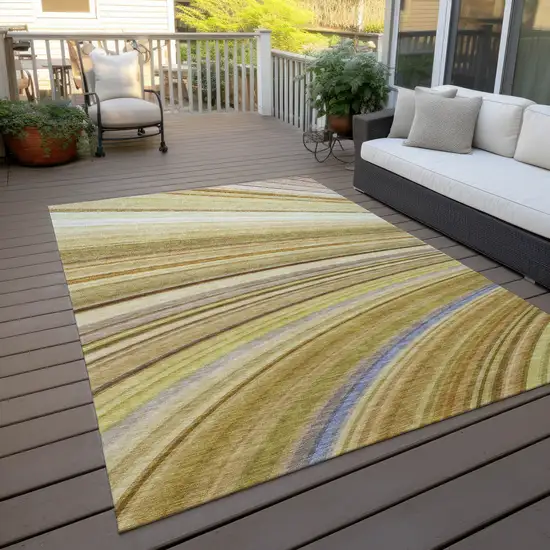 Beige Abstract Washable Non Skid Indoor Outdoor Area Rug Photo 7