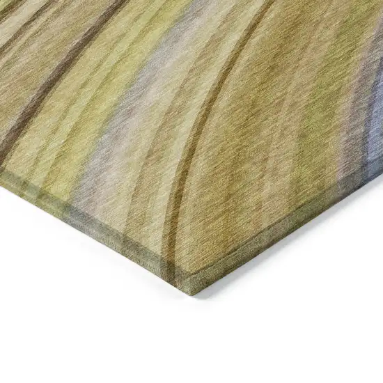 Beige Abstract Washable Non Skid Indoor Outdoor Area Rug Photo 5