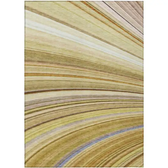 Beige Abstract Washable Non Skid Indoor Outdoor Area Rug Photo 2