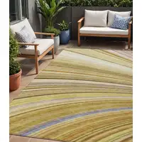 Photo of Beige Abstract Washable Non Skid Indoor Outdoor Area Rug