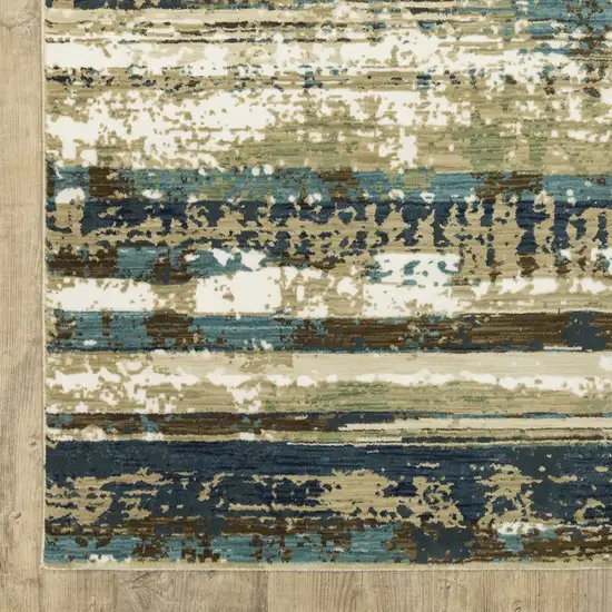 Beige And Blue Abstract Area Rug Photo 9