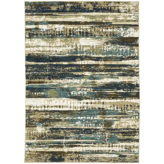 Beige And Blue Abstract Area Rug Photo 4