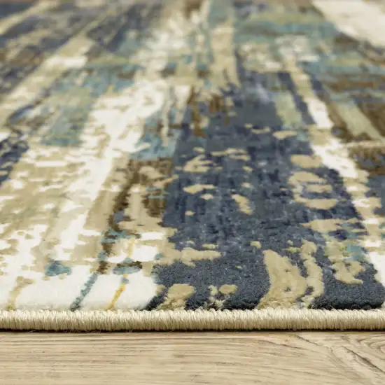 Beige And Blue Abstract Area Rug Photo 7