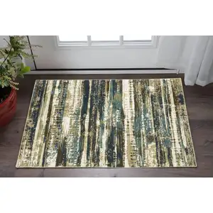 Photo of Beige And Blue Abstract Area Rug