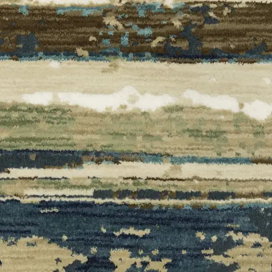 Beige And Blue Abstract Area Rug Photo 7