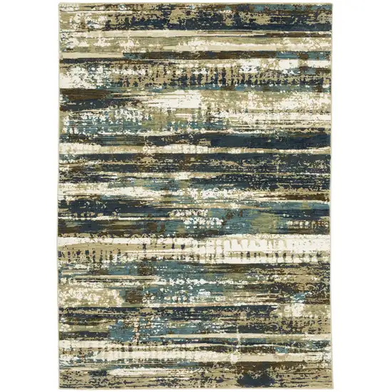 Beige And Blue Abstract Area Rug Photo 2