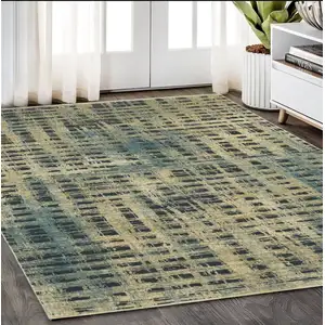 Photo of Beige And Blue Geometric Area Rug